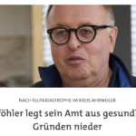 德国西南广播新闻报道《在阿尔韦勒地发生洪水灾害之后，地区行政长官普福勒博士因健康原因辞职》