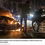 年轻的暴徒在海牙放火烧车辆并投掷石块